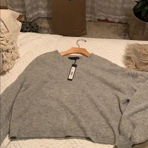 Ansley Blouson-Sleeve Cropped Pullover Sweater